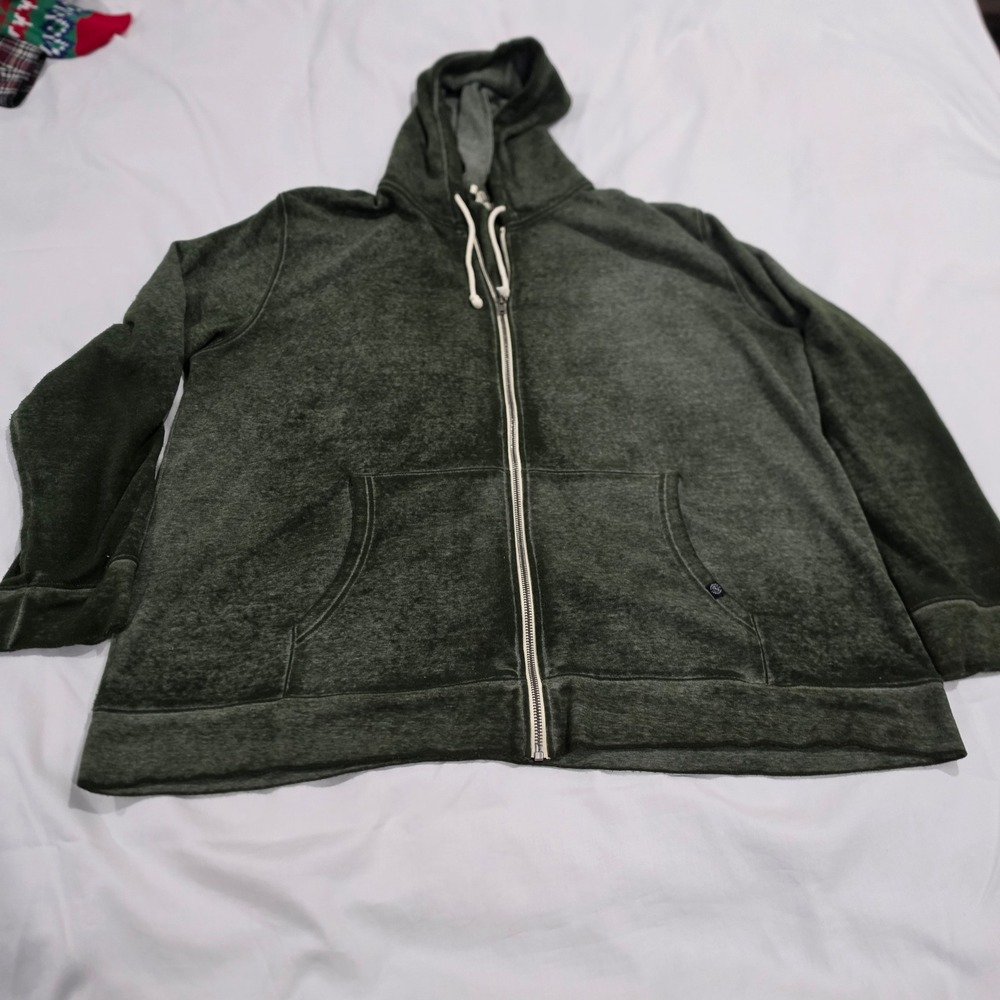 Threads 4 Thought Zip Hoodie Mens XL Green‎ Excellent Burnout Wash Soft